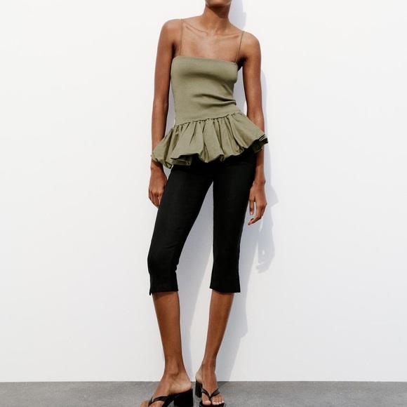 NWT Zara mixed rib poplin balloon top - Picture 3 of 10